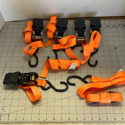 Lot of 10 Multicolor Ratchet Tie Down Straps with Hook