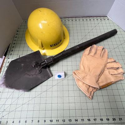 PG&E Helmet, Shovel & Gloves