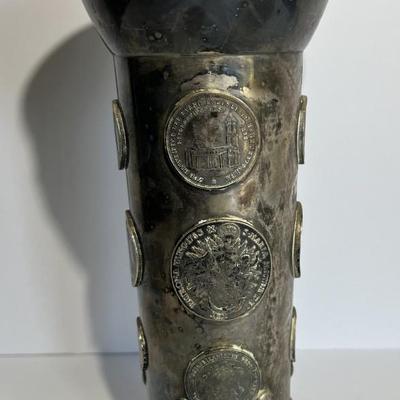 Early German States Prussian c1800's Rare Silver Coin Chalis/Vase 10.25" Tall Mounted in Gilt Silver and Nicely Made.
