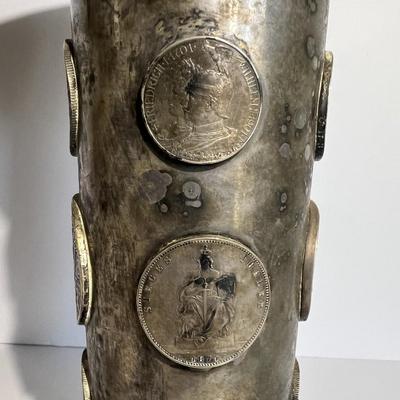 Early German States Prussian c1800's Rare Silver Coin Chalis/Vase 10.25" Tall Mounted in Gilt Silver and Nicely Made.