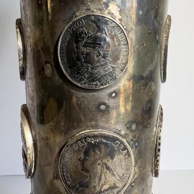 Early German States Prussian c1800's Rare Silver Coin Chalis/Vase 10.25" Tall Mounted in Gilt Silver and Nicely Made.