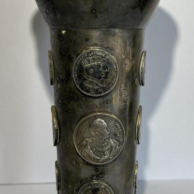 Early German States Prussian c1800's Rare Silver Coin Chalis/Vase 10.25" Tall Mounted in Gilt Silver and Nicely Made.