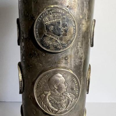 Early German States Prussian c1800's Rare Silver Coin Chalis/Vase 10.25" Tall Mounted in Gilt Silver and Nicely Made.