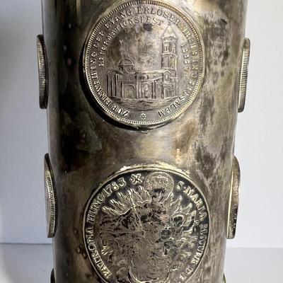 Early German States Prussian c1800's Rare Silver Coin Chalis/Vase 10.25" Tall Mounted in Gilt Silver and Nicely Made.