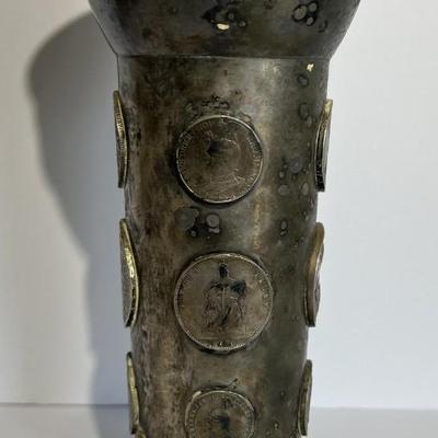 Early German States Prussian c1800's Rare Silver Coin Chalis/Vase 10.25" Tall Mounted in Gilt Silver and Nicely Made.