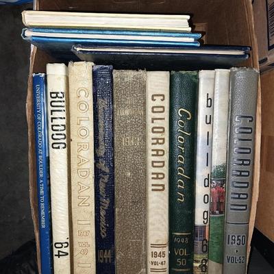 BOX OF VINTAGE YEARBOOKS-MOSTLY COLORADAN YEAR 1943 TO EARLY 60'S