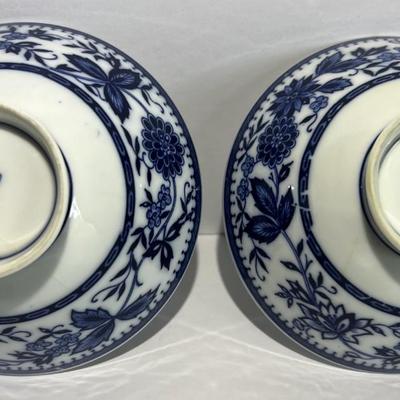 2-Vintage Asian Blue & White Rice Bowls 5" Wide as 1 Bowl has a Stress Crack as Pictured.