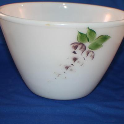White Fire King Bowl with Fruit Pattern