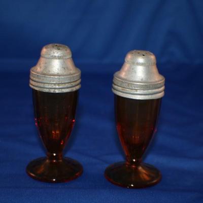 Vintage Amber Salt and Pepper Shaker Set