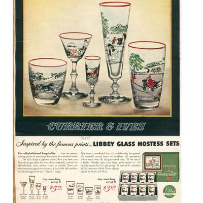 Vintage 1950s Curio LIBBEY GLASS COMPANY Hostess Set by Freda Diamond Excellent Condition - Set of 38 Pieces