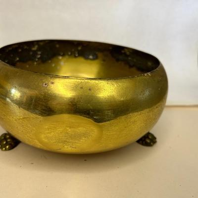 Vintage Brass Metal Footed Open Compote Bowl Footed