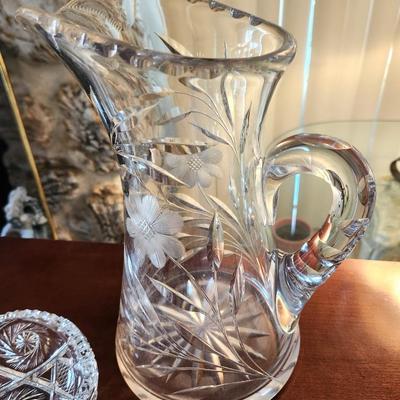 Lot #50 Crystal Pitcher - Cut Glass Bowl