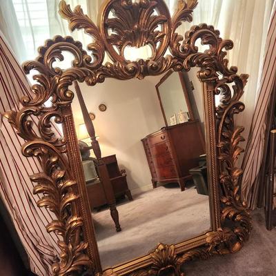 Lot #52 Large Vintage Decorative Wall Mirror (has a secret)