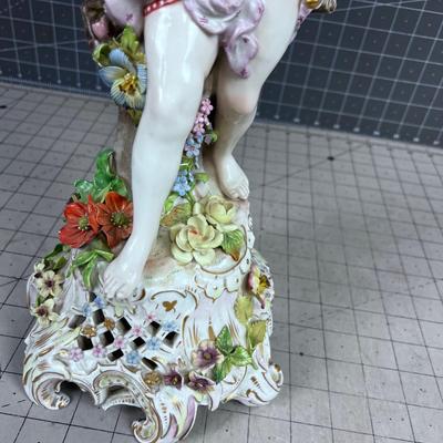 Antique Dresden or Meissen Cherub Putti Lamp