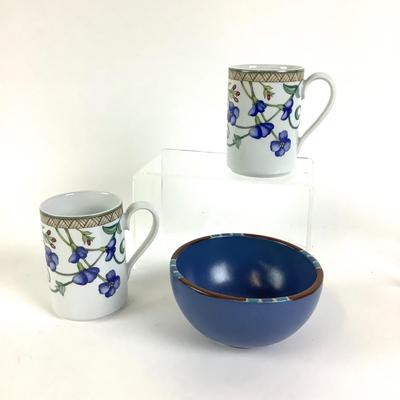237 Two Dansk Mugs and One Blue Bowl