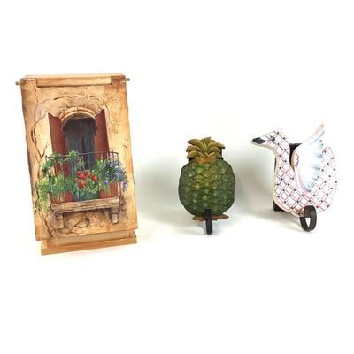 242 Handpainted Malden Bridge Duck & Pineapple Doorknocker & Wall Box by Paula Lawton