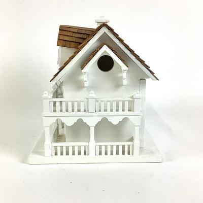 243 Wood Painted White Birdhouse with Cedar Shake Roof