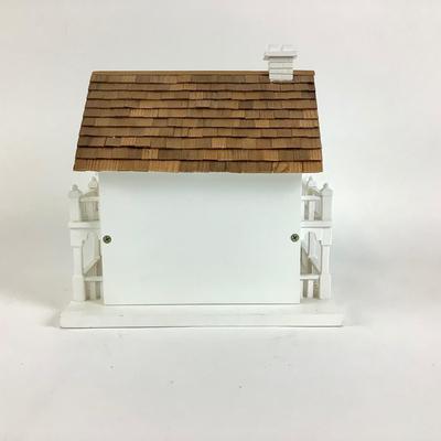 243 Wood Painted White Birdhouse with Cedar Shake Roof