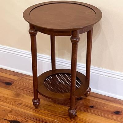 Solid Wood Two Tiered Round Side Table