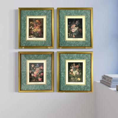 248 Four Floral Prints w/ Giltwood Frames