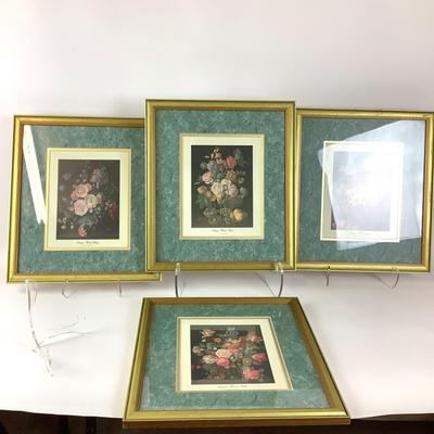 248 Four Floral Prints w/ Giltwood Frames