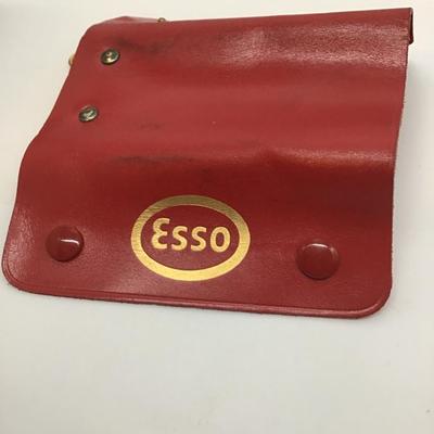 Esso wallet and key Holder Leather Red Authentic Gold Hardware