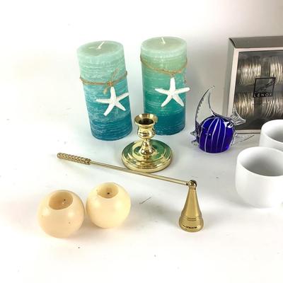 250 Misc. Decor - Napkin Rings, Vase, Glass Fish, Cups, Candles & More