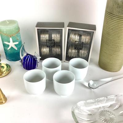 250 Misc. Decor - Napkin Rings, Vase, Glass Fish, Cups, Candles & More