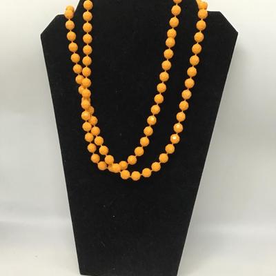 Orange extra long beaded necklace