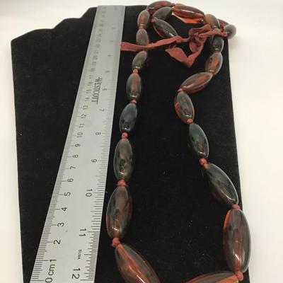 Vintage brown beaded tie necklace