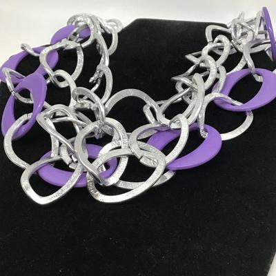 Silver and purple statement Necklace