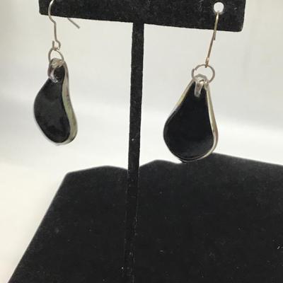 Brown, creme, and black swirl design earrings