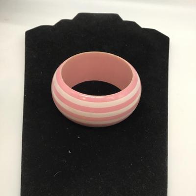 Pink and white striped bracelet