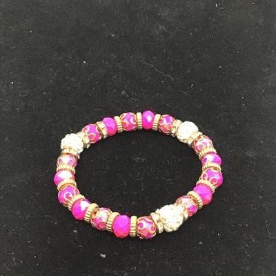 Hot pink beaded bracelet