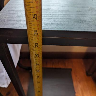 Metal Frame 'C' Shaped Side Table with Wood Finish Top