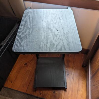 Metal Frame 'C' Shaped Side Table with Wood Finish Top