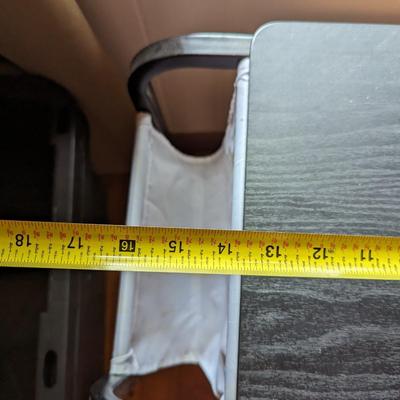 Metal Frame 'C' Shaped Side Table with Wood Finish Top