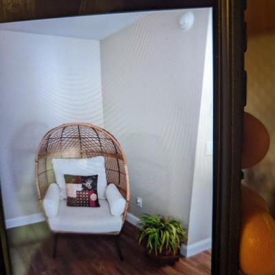 Oversized Egg Wicker Indoor/Outdoor Lounge Chair With Cushions