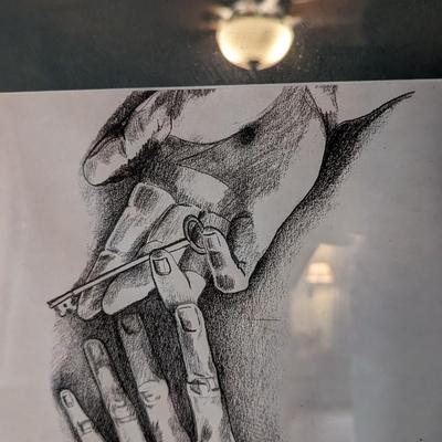Framed Hands Touching Art Print