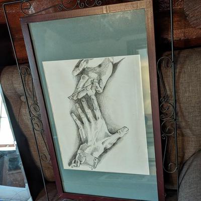 Framed Hands Touching Art Print