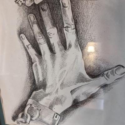 Framed Hands Touching Art Print