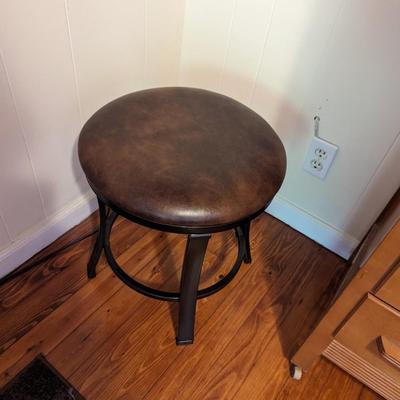 Metal Framed Stool with Leather Seat