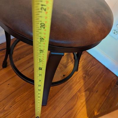 Metal Framed Stool with Leather Seat