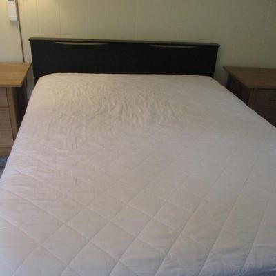 Queen Black Headboard With Railings Comes With Mattress & Box spring