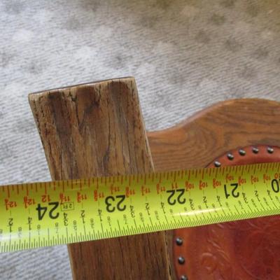 Wooden Rocker With Leather Seat Insert