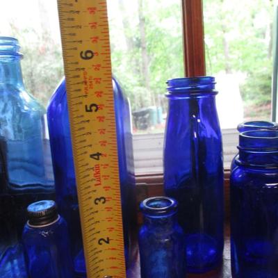Assortment of Blue Bottles