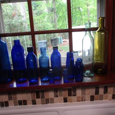 Assortment of Blue Bottles