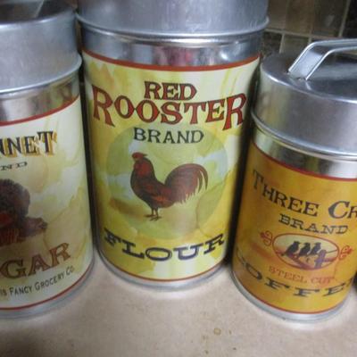 Assortment of Tin Advertising Product Canisters Kitchen Storage Containers Some Vintage