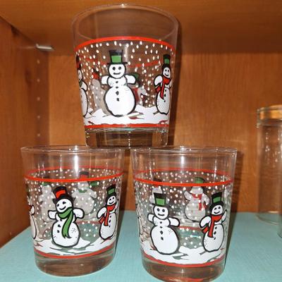3 Snowman glasses