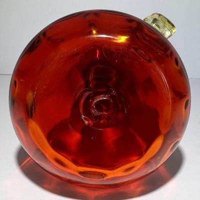 Antique/Vintage Hand-Blown Art Glass Vinegar Jar 6-3/4" Tall w/Stopper as Pictured.